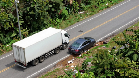 truck hit and run car off road generated with Z-Image